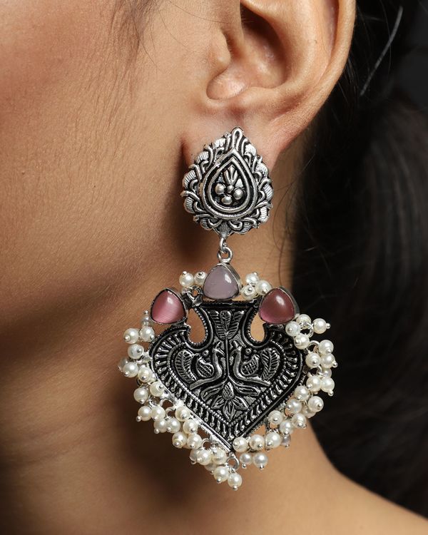 Hand crafted pearl beaded earrings 1