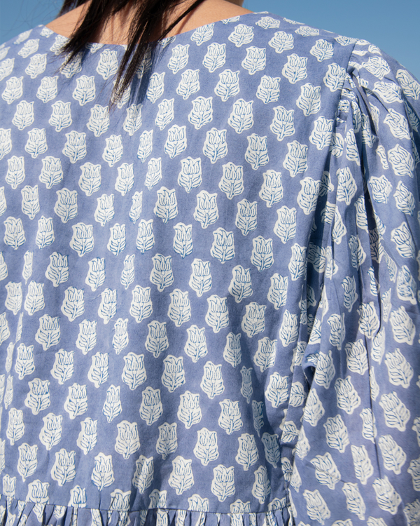 Blue lotus gathered dress 1