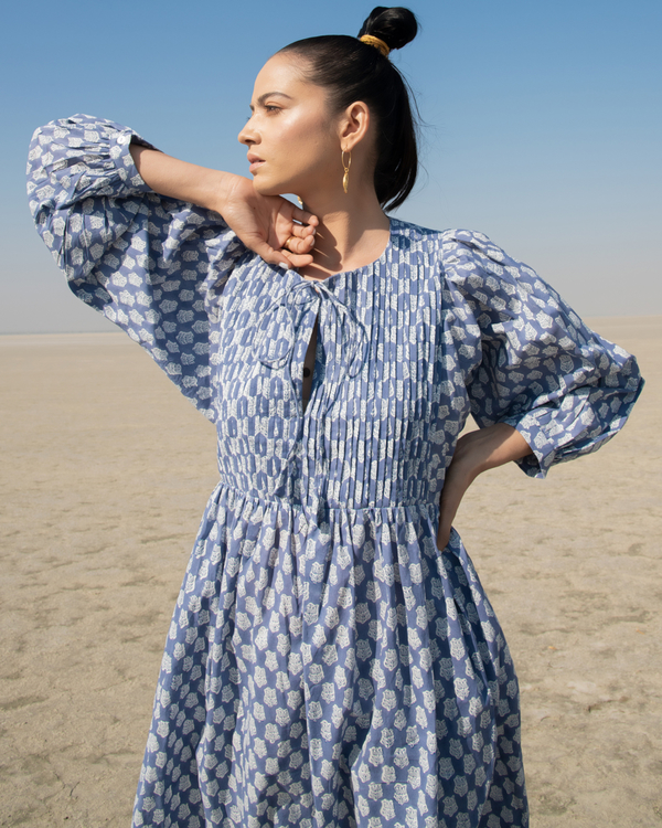 Blue lotus gathered dress 2