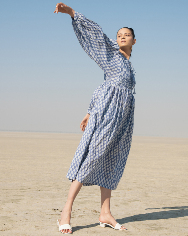 Blue lotus gathered dress 3