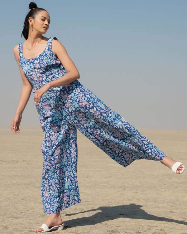 Blue floral jumpsuit 2