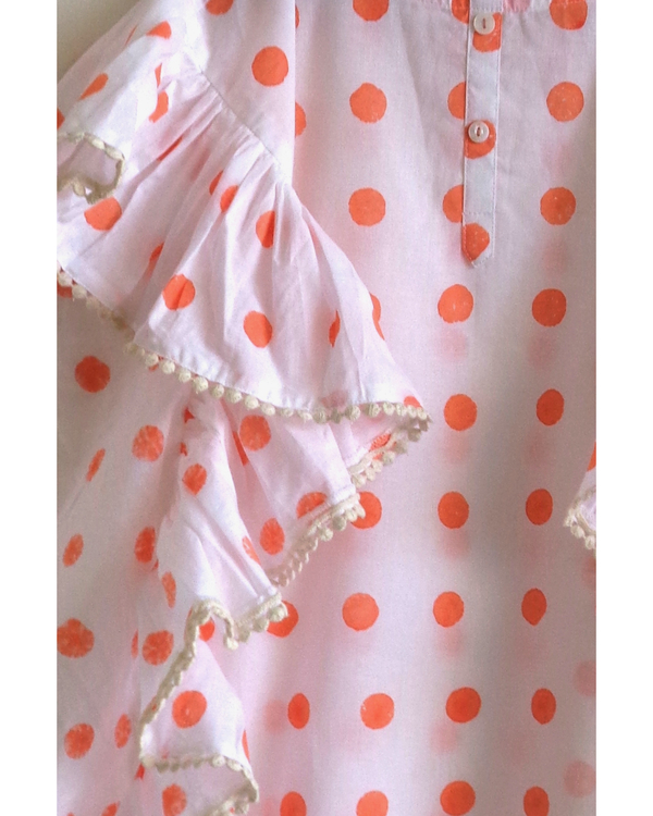 White polka dot ruffled dress 2