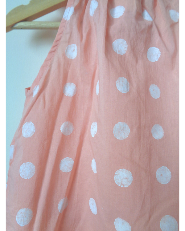 Peach polka dot halter neck dress 1