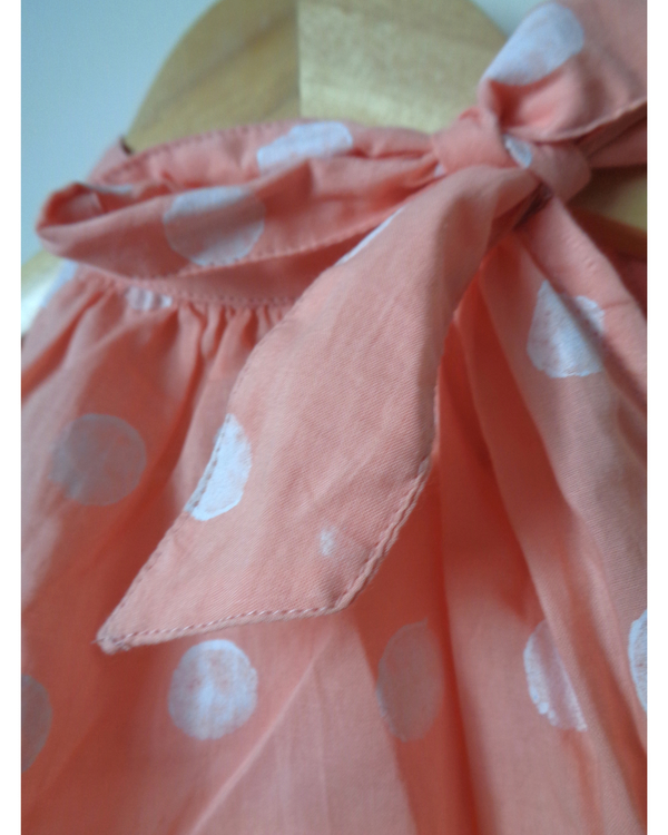 Peach polka dot halter neck dress 3