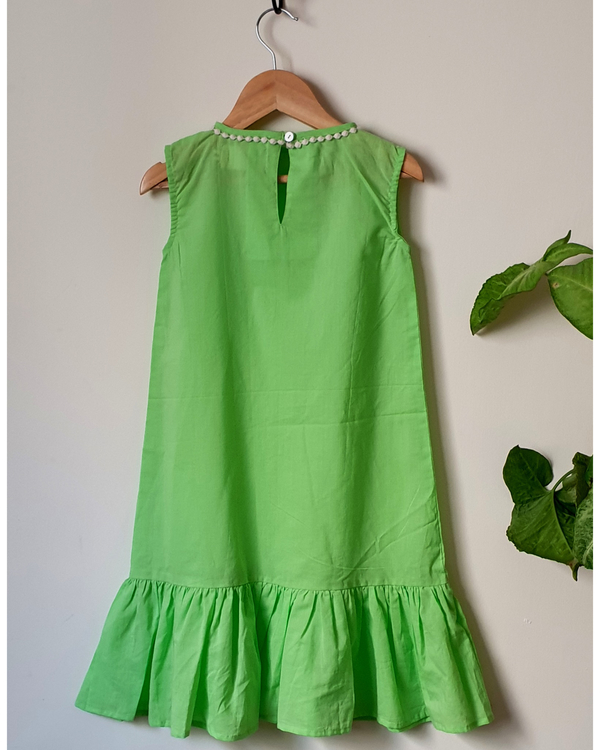 Pista green ruffled cotton dress 1