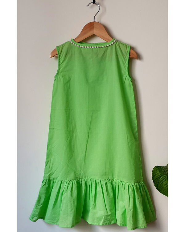 Pista green ruffled cotton dress 2
