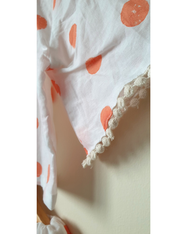 White polka dot  top and skirt set - set of two 2