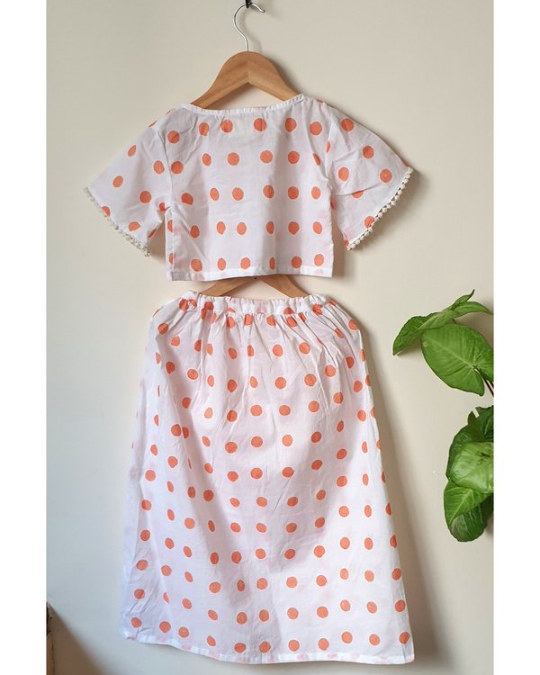 White polka dot  top and skirt set - set of two 3