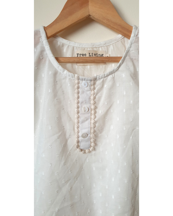 Solid white kurta pyjama set - set of two 1