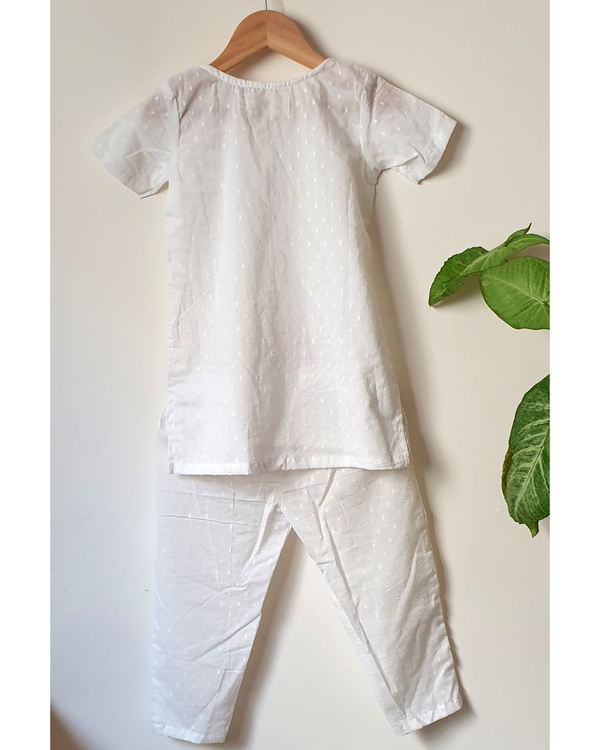 Solid white kurta pyjama set - set of two 2