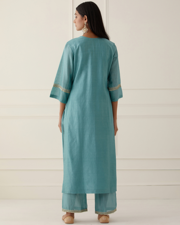 Sky blue embroidered palazzo 1
