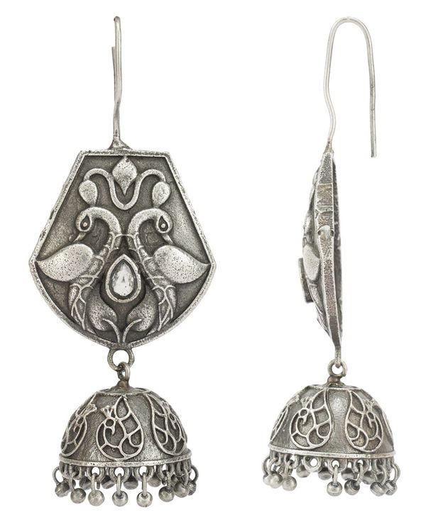 Peacock engraved hook earrings 1