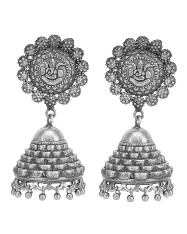 Ganesh engraved brass jhumka 2
