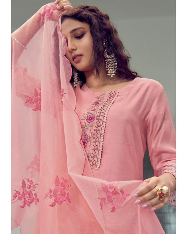 Onion pink embroidered suit set - set of three 2