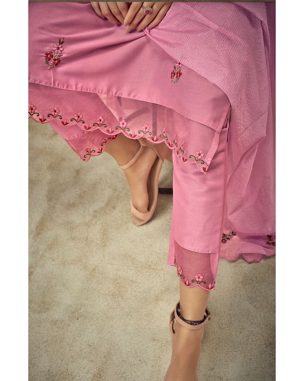 Pink floral embroidered suit set set of three by Autumn Lane The