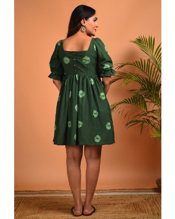 Green bandhani gathered dress 1