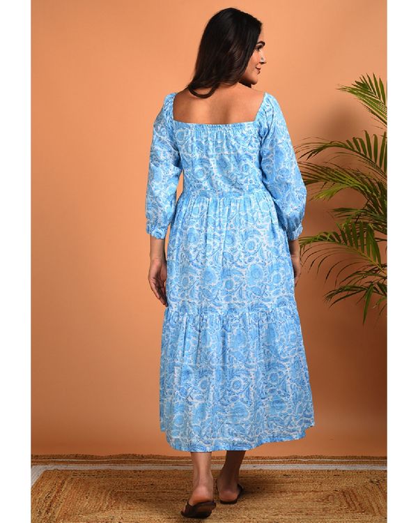 Blue printed tier dress 1
