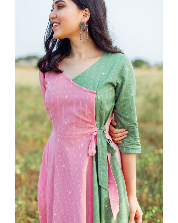 Pink and green angrakha dress 3