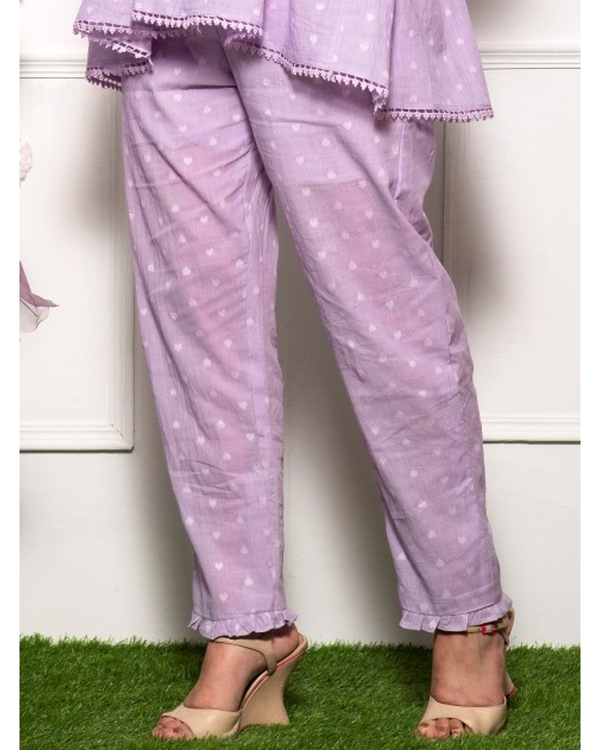 Lilac checks kurta with pants - set of two 1