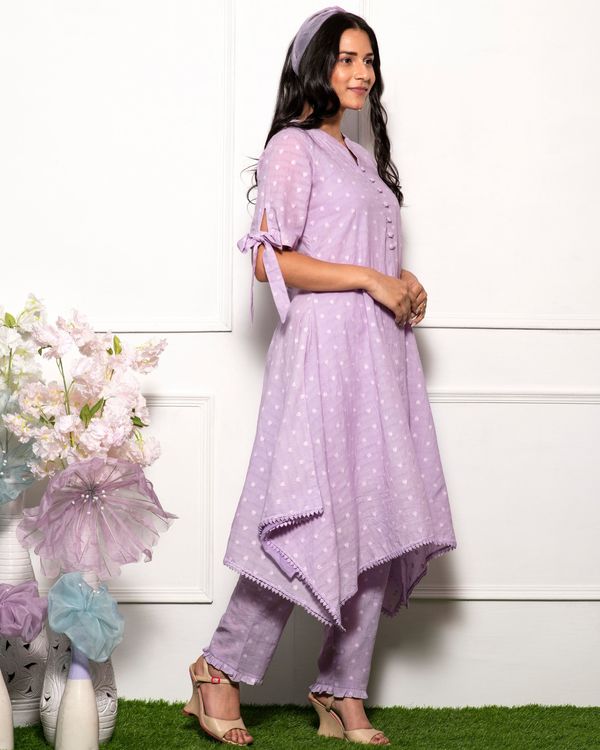 Lilac asymmetrical kurta with pants - set of two 2