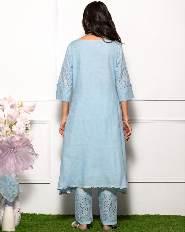 Sky blue schiffli a-line kurta 3