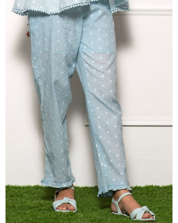Sky blue asymmetrical kurta with pants - set of two 1
