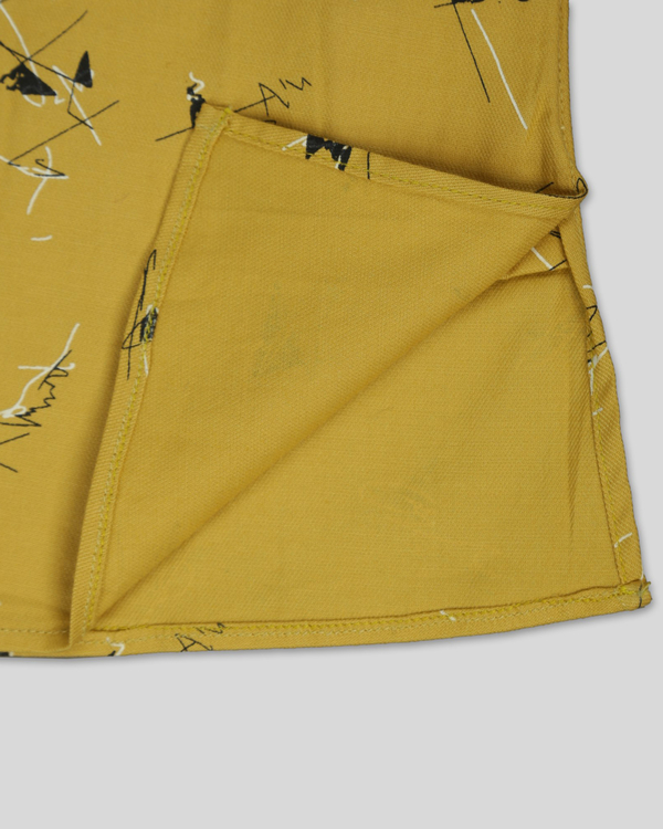 Mustard yellow printed kurta pyjama set - set of two 1