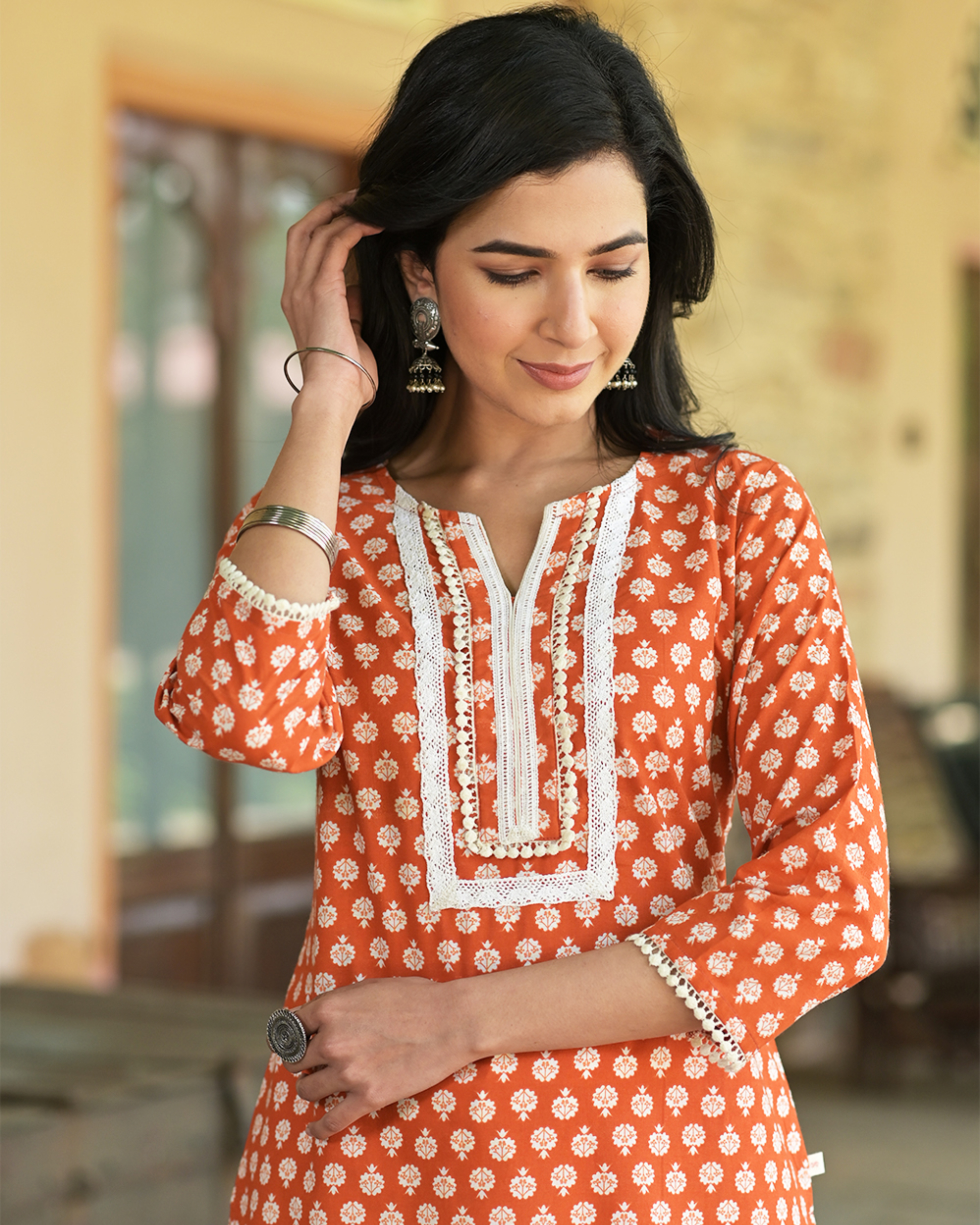 Kurti Suit Neck Design With Laces Cotton Kurti Neck Designs With - Main Image