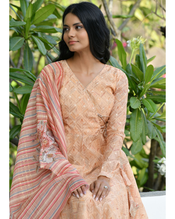 Pastel orange dress with dupatta set of two by Prints Valley The