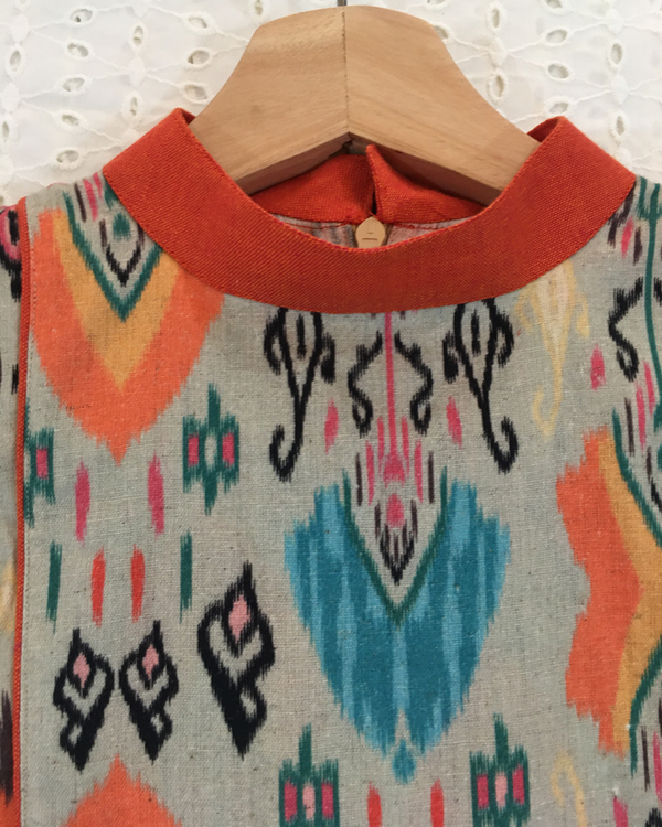 Orange patola printed dress 2