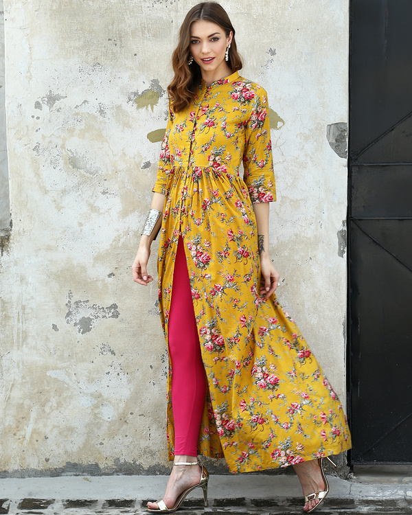 Marigold printed cape by Desi Doree | The Secret Label