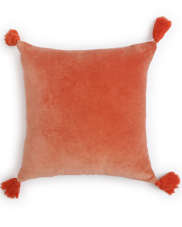 Velvet burnt orange cushion cover 2
