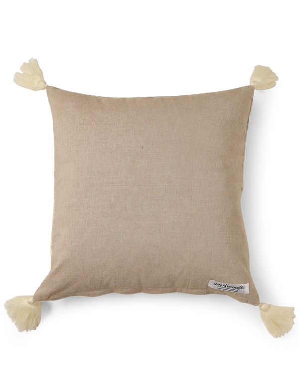 Beige and ivory leaf design cushion cover 2
