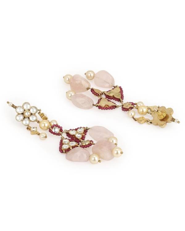 Rose quart drop earrings 1