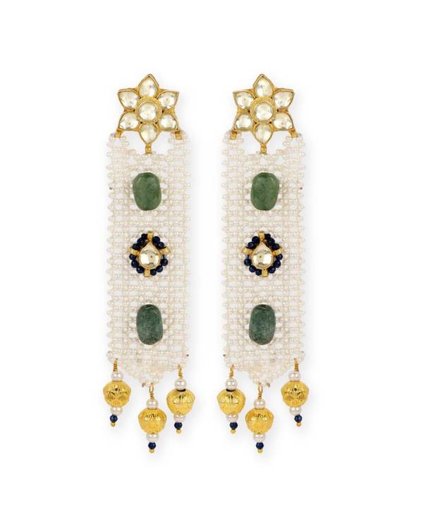 Floral studded white jaal earrings 1