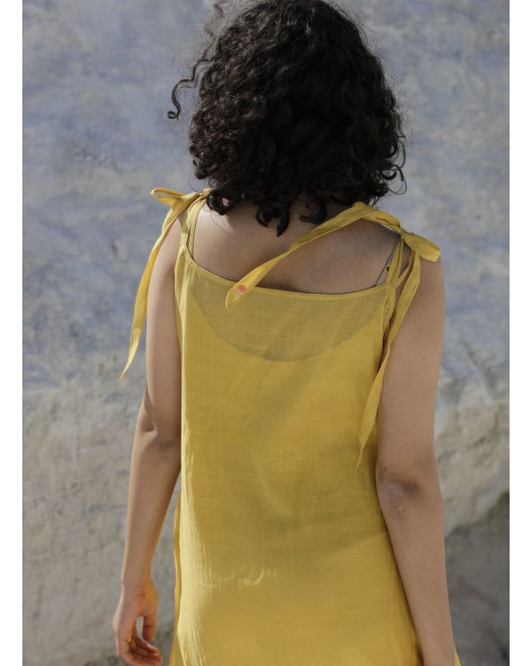 Mustard yellow strappy tie up dress 2