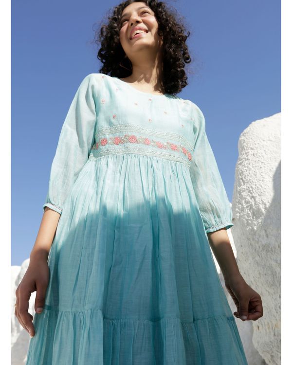 Light teal blue tiered dress 1