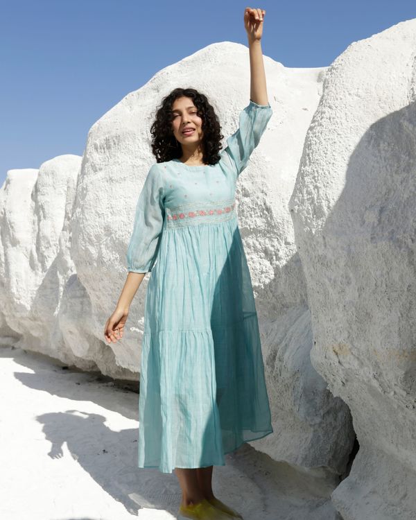Light teal blue tiered dress 3