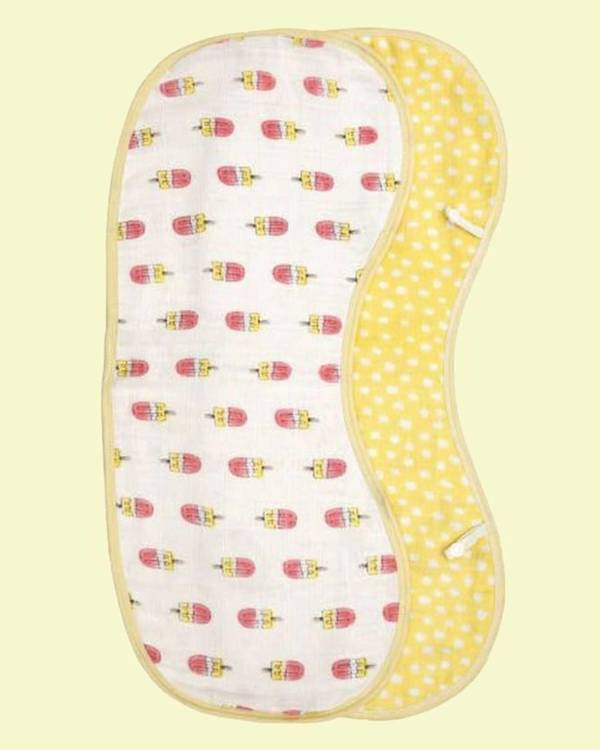 Pink and yellow popsicle printed muslin burp cloth - set of two 1
