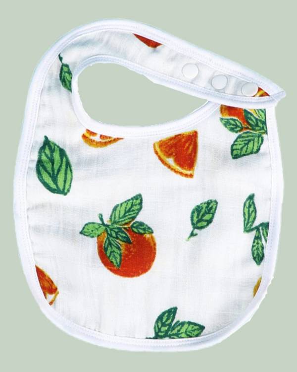 White and multicolor tropical fun themed muslin baby bib - set of two 1