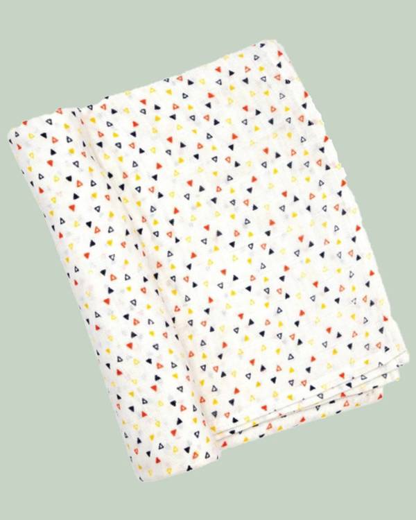 White and multicolor tropical fun themed muslin baby swaddle - set of two 1