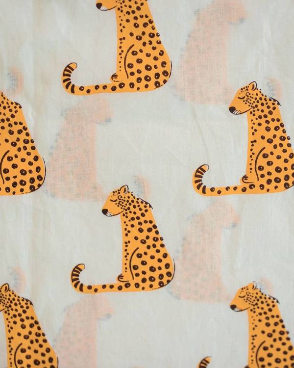 White and orange leopard printed unisex kurta 1