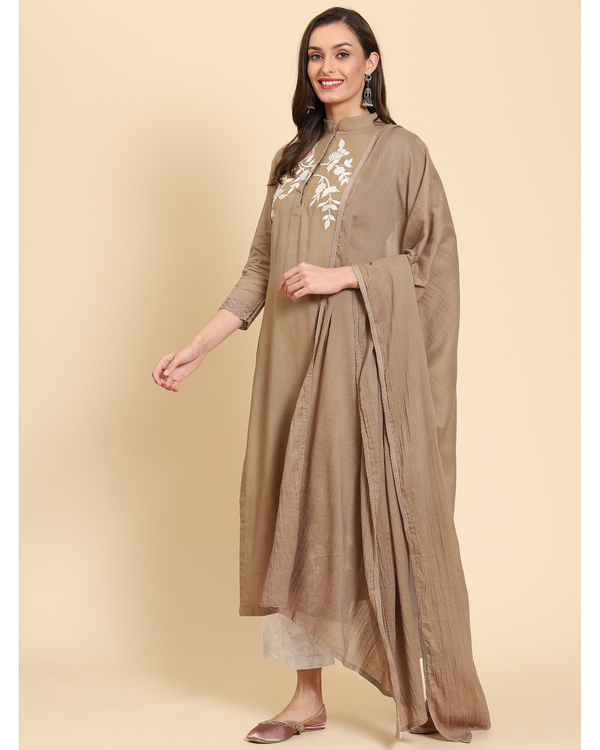 Brown lace dupatta 2