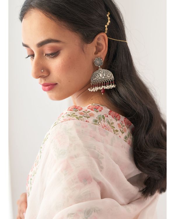 Ivory digital printed kurta sharara set - set of three 3