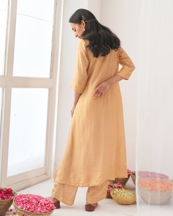 Yellow dot printed kurta set - set of two 2