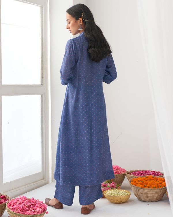 Blue dot printed kurta set - set of two 1