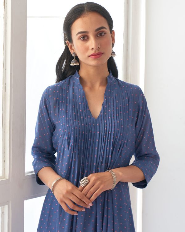 Blue dot printed kurta set - set of two 2