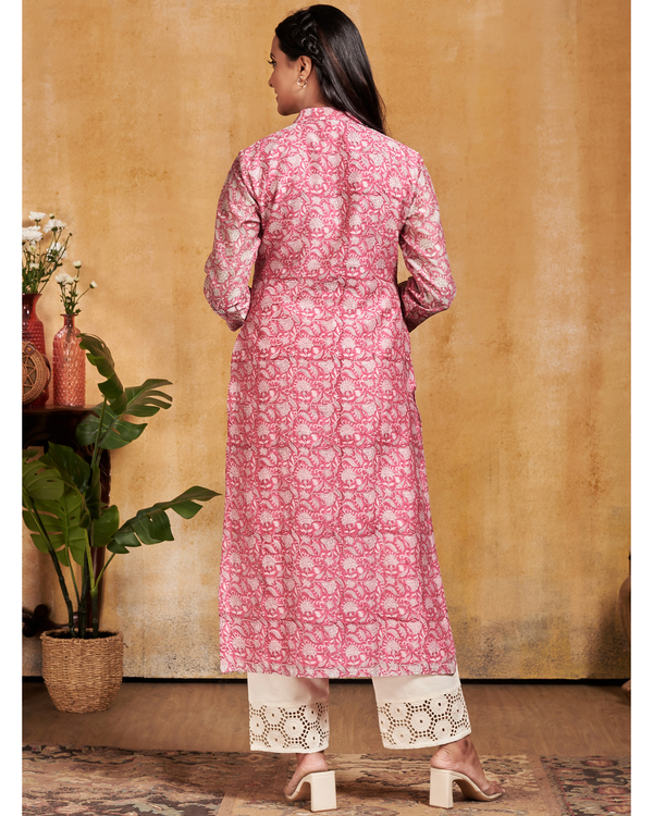 Pink chanderi kurta set - set of two 1
