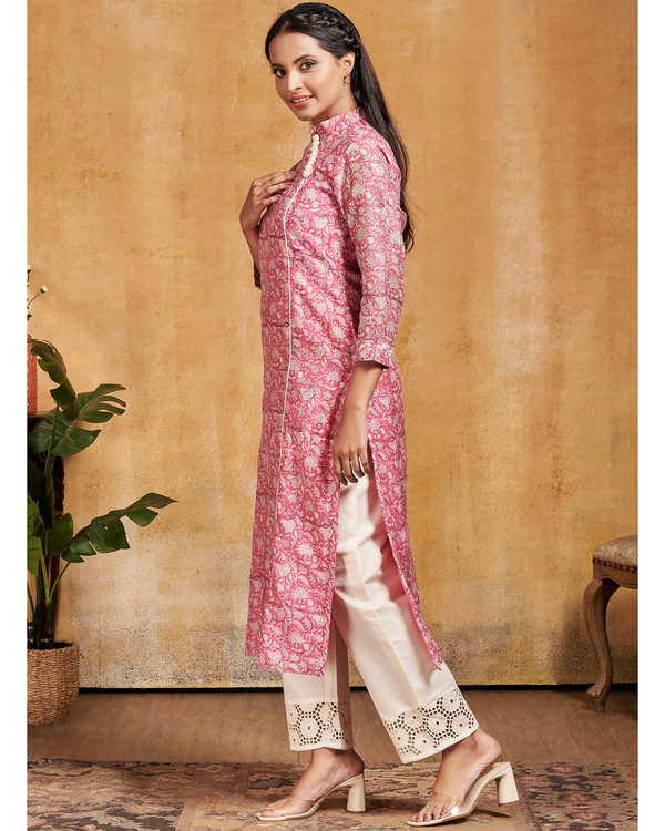 Pink chanderi kurta set - set of two 3