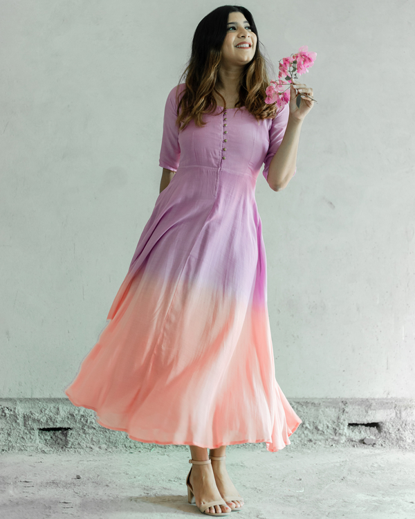 Purple and pink ombre fit & flare dress 1